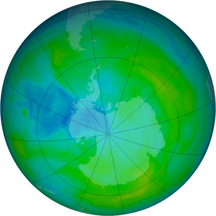 Antarctic ozone map for 22 February 1983